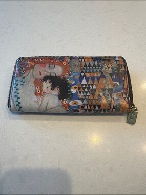 ICON Gustavo Klimt mother child  Artistic Zip Wallet with Orange & Blue